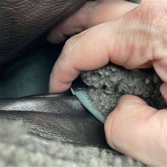 Barbara Bui Shearling Foldover Lace Up Leather Wedge Booties - Picture 7 of 8